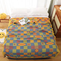HKM-452115 Ginkgo Leaf Orange Combed Cotton Gauze Towel Blanket for Everyday Use