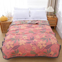 HKM-452115 Ginkgo Leaf Orange Combed Cotton Gauze Towel Blanket for Everyday Use