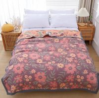HKM-452115 Ginkgo Leaf Orange Combed Cotton Gauze Towel Blanket for Everyday Use