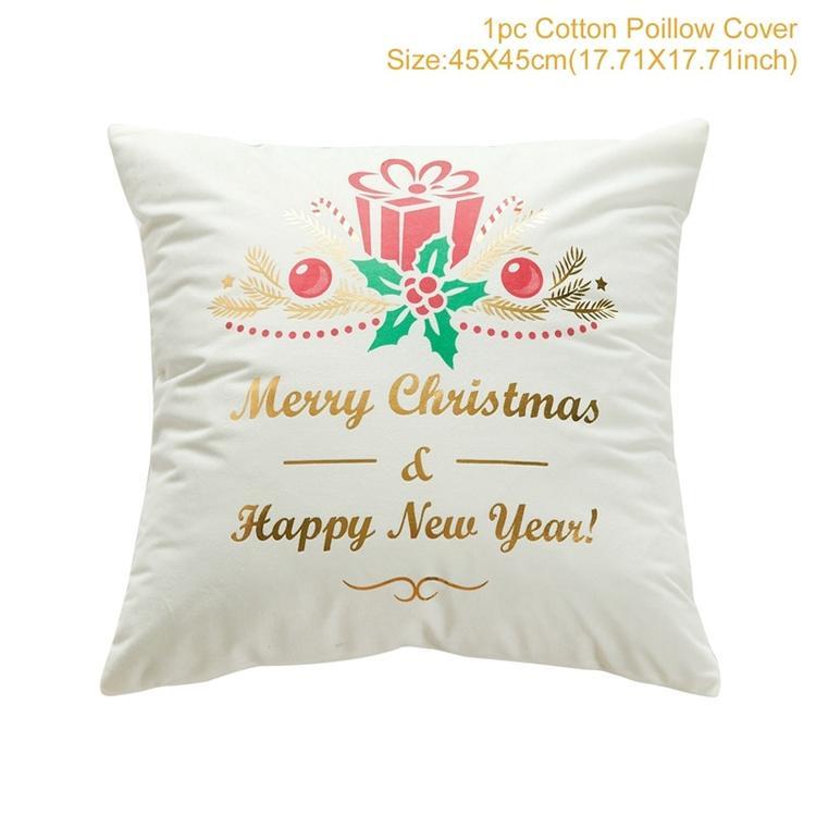 HKM-452179 Christmas-Themed Polyester Pillowcase, 45x45cm, Perfect for Sofa and Holiday Home Decor