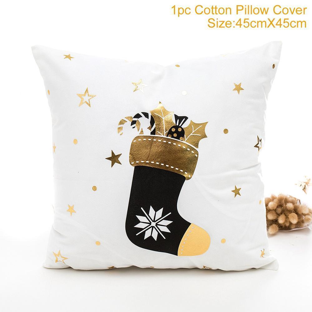 HKM-452179 Christmas-Themed Polyester Pillowcase, 45x45cm, Perfect for Sofa and Holiday Home Decor
