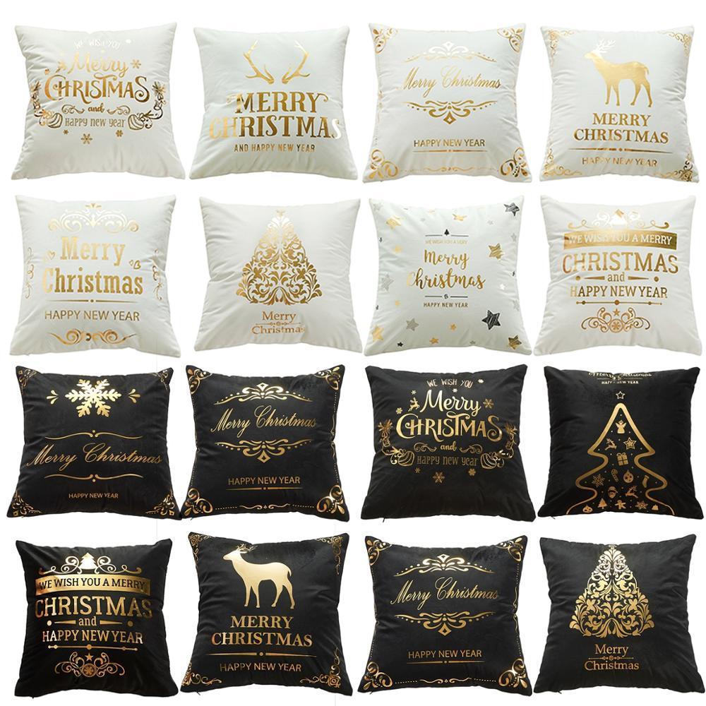 HKM-452179 Christmas-Themed Polyester Pillowcase, 45x45cm, Perfect for Sofa and Holiday Home Decor