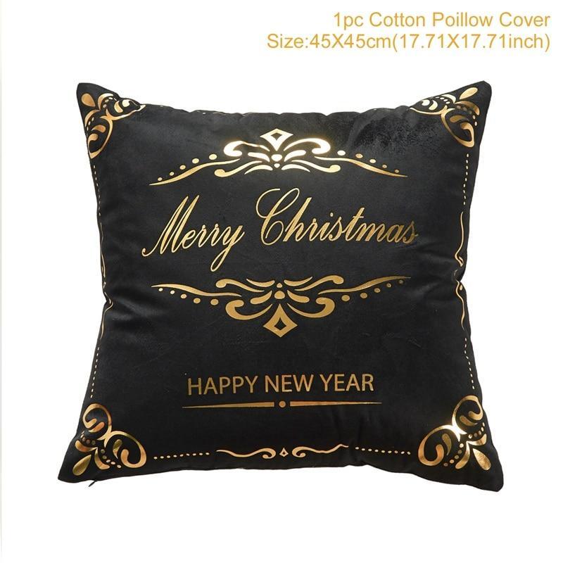 HKM-452179 Christmas-Themed Polyester Pillowcase, 45x45cm, Perfect for Sofa and Holiday Home Decor