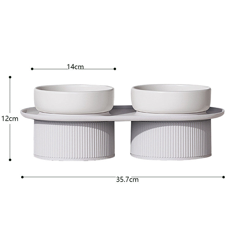 HKM-452307 Double Ceramic Pet Bowl for Cats and Dogs - Removable, Easy to Clean, Safe and Durable Design in White, Pink, Green