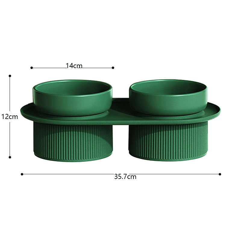 HKM-452307 Double Ceramic Pet Bowl for Cats and Dogs - Removable, Easy to Clean, Safe and Durable Design in White, Pink, Green