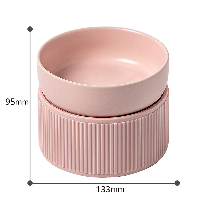 HKM-452307 Double Ceramic Pet Bowl for Cats and Dogs - Removable, Easy to Clean, Safe and Durable Design in White, Pink, Green