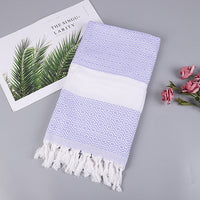 HKM-452371 Handmade Geometric Pattern Cotton Tassel Blanket Turkish Beach Towel