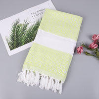 HKM-452371 Handmade Geometric Pattern Cotton Tassel Blanket Turkish Beach Towel