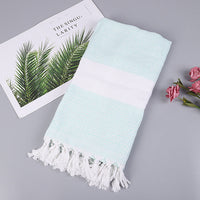 HKM-452371 Handmade Geometric Pattern Cotton Tassel Blanket Turkish Beach Towel