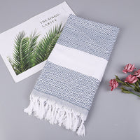 HKM-452371 Handmade Geometric Pattern Cotton Tassel Blanket Turkish Beach Towel