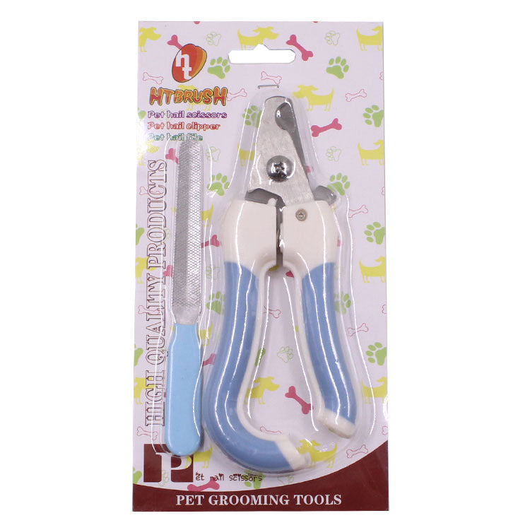 HKM-452499 Stainless Steel Pet Nail Clippers with Rubber Handle in Blue and Pink Options
