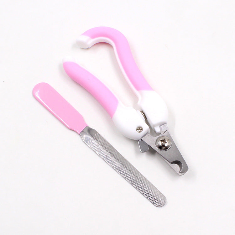 HKM-452499 Stainless Steel Pet Nail Clippers with Rubber Handle in Blue and Pink Options