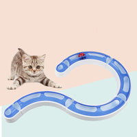 HKM-452627 Educational Cat Turntable Racetrack in Pink, Blue, and Purple - 29cm Flat Rail Design