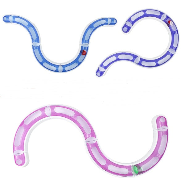 HKM-452627 Educational Cat Turntable Racetrack in Pink, Blue, and Purple - 29cm Flat Rail Design
