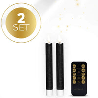 HKM-452755 Black 3D Flame LED Taper Candle - D2.2 x H 18cm