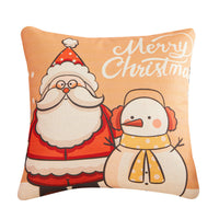 HKM-452755 Christmas Cartoon Santa Cushion Pillow Cover - 45x45cm Polyester Linen, Modern Design in Multiple Colors