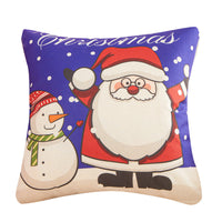 HKM-452755 Christmas Cartoon Santa Cushion Pillow Cover - 45x45cm Polyester Linen, Modern Design in Multiple Colors