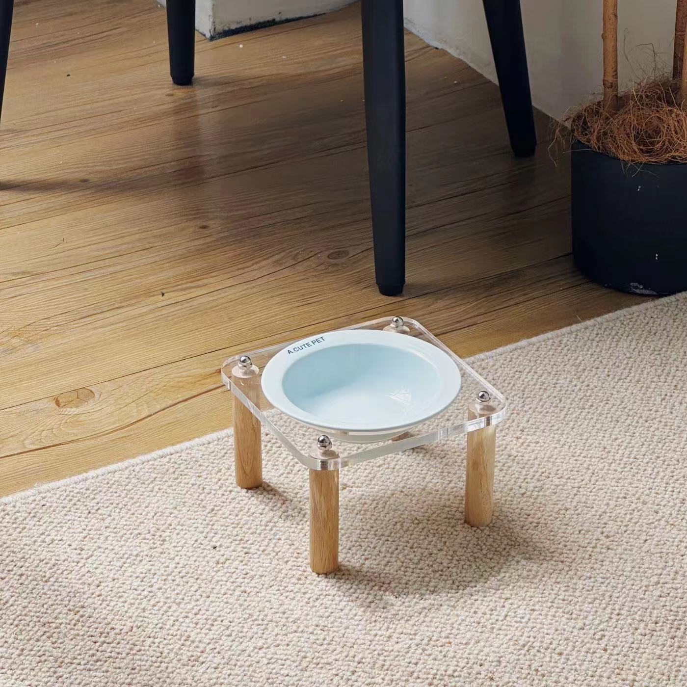 HKM-452819 Anti-Tumble Ceramic Cat Water Bowl with Heightening Rack in Multiple Colors