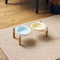 HKM-452819 Anti-Tumble Ceramic Cat Water Bowl with Heightening Rack in Multiple Colors