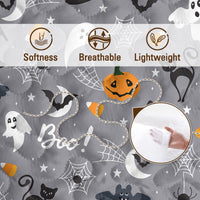 HKM-452947 Halloween Pumpkin Lightweight Comforter Set - 3pcs Coverlet with Pillowcases, Vibrant 3D Design, All Season Use