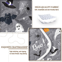 HKM-452947 Halloween Pumpkin Lightweight Comforter Set - 3pcs Coverlet with Pillowcases, Vibrant 3D Design, All Season Use