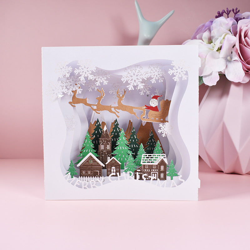 HKM-453075 Creative 3D Stereoscopic Greeting Cards for Christmas and New Year Celebrations