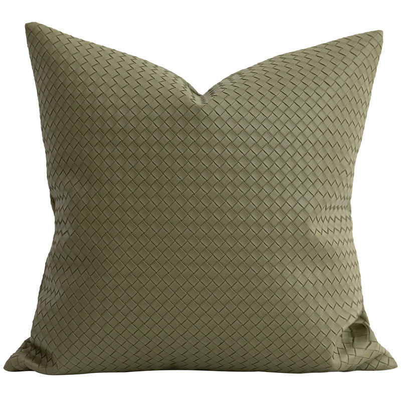 HKM-453075 Woven Textured PU Leather Throw Pillow Cover in Modern Style - 30x50cm & 45x45cm Sizes