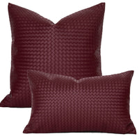 HKM-453075 Woven Textured PU Leather Throw Pillow Cover in Modern Style - 30x50cm & 45x45cm Sizes