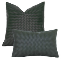 HKM-453075 Woven Textured PU Leather Throw Pillow Cover in Modern Style - 30x50cm & 45x45cm Sizes