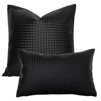 HKM-453075 Woven Textured PU Leather Throw Pillow Cover in Modern Style - 30x50cm & 45x45cm Sizes