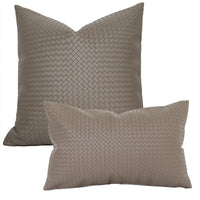HKM-453075 Woven Textured PU Leather Throw Pillow Cover in Modern Style - 30x50cm & 45x45cm Sizes