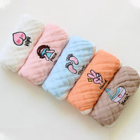 HKM-453523 6-Layer Embroidered Square Scarf Set for Babies and Toddlers, Cotton Saliva Towels in Various Designs
