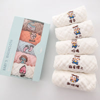 HKM-453523 6-Layer Embroidered Square Scarf Set for Babies and Toddlers, Cotton Saliva Towels in Various Designs