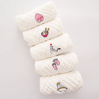 HKM-453523 6-Layer Embroidered Square Scarf Set for Babies and Toddlers, Cotton Saliva Towels in Various Designs