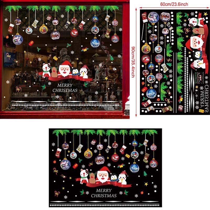 HKM-453715 Christmas Day Window Glass Decoration Wall Sticker - PVC, 60x90cm for Living Room