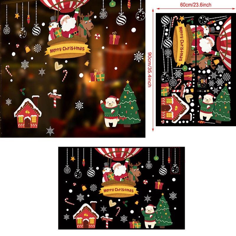 HKM-453715 Christmas Day Window Glass Decoration Wall Sticker - PVC, 60x90cm for Living Room
