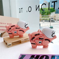 HKM-453843 Pink Pig Silicone Earphone Sleeve with Hook for AirPods 1/2 and Pro 3