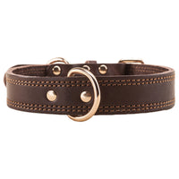 HKM-453971 Medium and Large Leather Dog Collar in Dark Brown, Black, and Wine Red for Golden Huskies