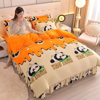 HKM-454099 Double-Sided Extra Thick Milk Fiber Landscape Bedding Set - Four-Piece with Duvet Cover and Pillowcases