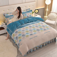 HKM-454099 Double-Sided Extra Thick Milk Fiber Landscape Bedding Set - Four-Piece with Duvet Cover and Pillowcases