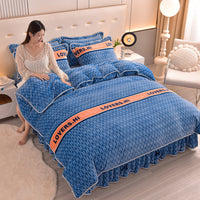 HKM-454099 Double-Sided Extra Thick Milk Fiber Landscape Bedding Set - Four-Piece with Duvet Cover and Pillowcases