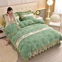 HKM-454099 Double-Sided Extra Thick Milk Fiber Landscape Bedding Set - Four-Piece with Duvet Cover and Pillowcases