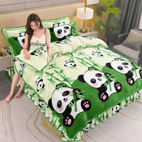HKM-454099 Double-Sided Extra Thick Milk Fiber Landscape Bedding Set - Four-Piece with Duvet Cover and Pillowcases