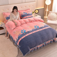 HKM-454099 Double-Sided Extra Thick Milk Fiber Landscape Bedding Set - Four-Piece with Duvet Cover and Pillowcases