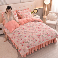 HKM-454099 Double-Sided Extra Thick Milk Fiber Landscape Bedding Set - Four-Piece with Duvet Cover and Pillowcases