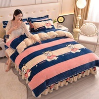 HKM-454099 Double-Sided Extra Thick Milk Fiber Landscape Bedding Set - Four-Piece with Duvet Cover and Pillowcases