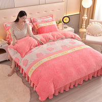 HKM-454099 Double-Sided Extra Thick Milk Fiber Landscape Bedding Set - Four-Piece with Duvet Cover and Pillowcases