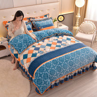 HKM-454099 Double-Sided Extra Thick Milk Fiber Landscape Bedding Set - Four-Piece with Duvet Cover and Pillowcases