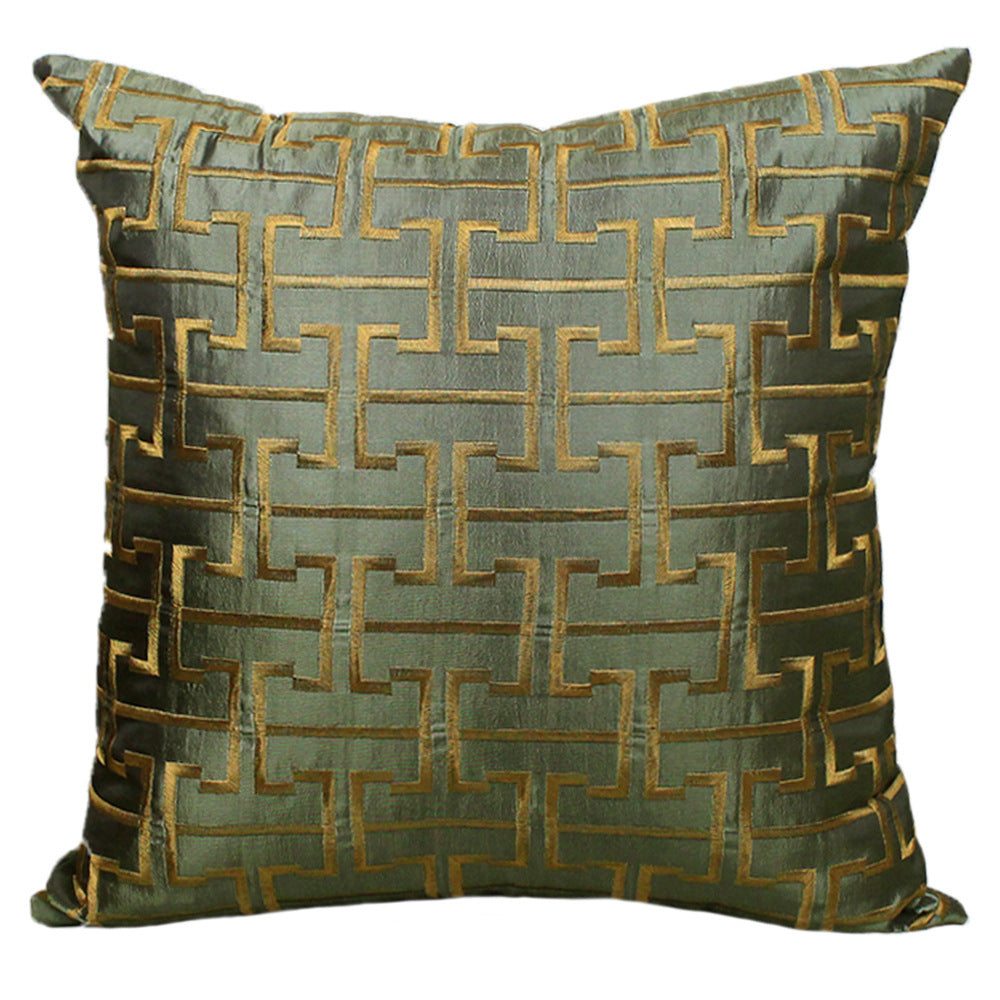 HKM-454227 Neoclassical Striped Embroidered Pillowcase in Artificial Silk with PP Cotton Filling