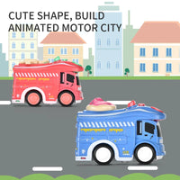 HKM-454355 Inertia Ice Cream Truck Diecast Toy Vehicle Model for Kids Ages 3+ - Random Color Selection